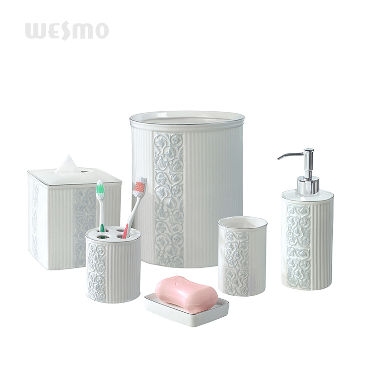 Advanced design elegant floral vine pattern porcelain ceramic bathroom accessories soap